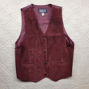 SHEBANG womens leather front burgundy Vest size L